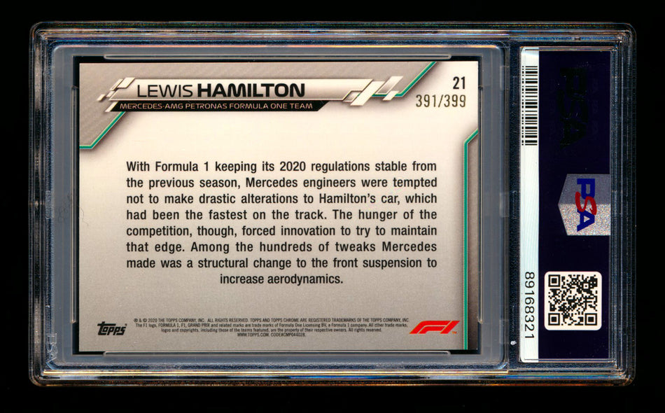 2020 Topps Chrome F1 #21 Lewis Hamilton RC Purple Refractor #391/399 PSA 10