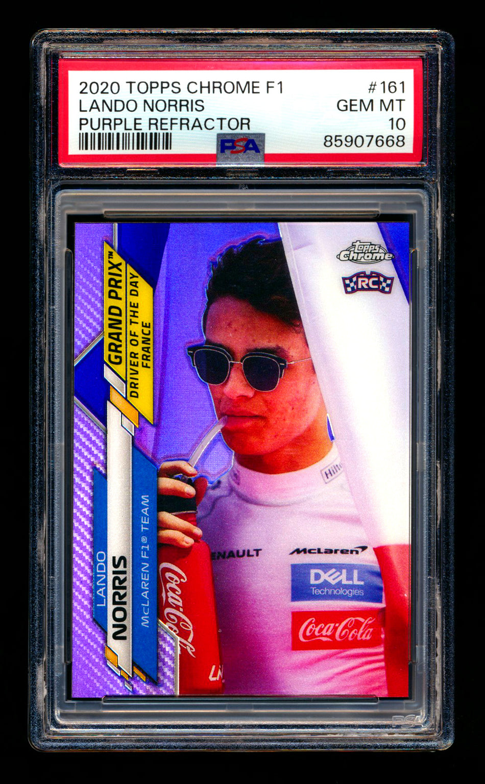 2020 Topps Chrome F1 #161 Lando Norris RC Purple Refractor #088/399 PSA 10