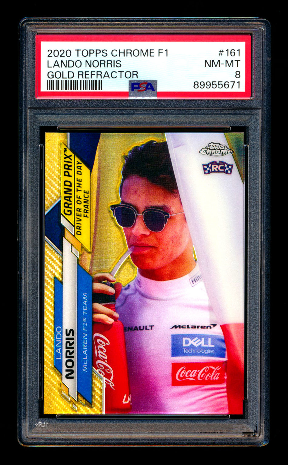 2020 Topps Chrome F1 #161 Lando Norris RC Gold Refractor #14/50 PSA 8