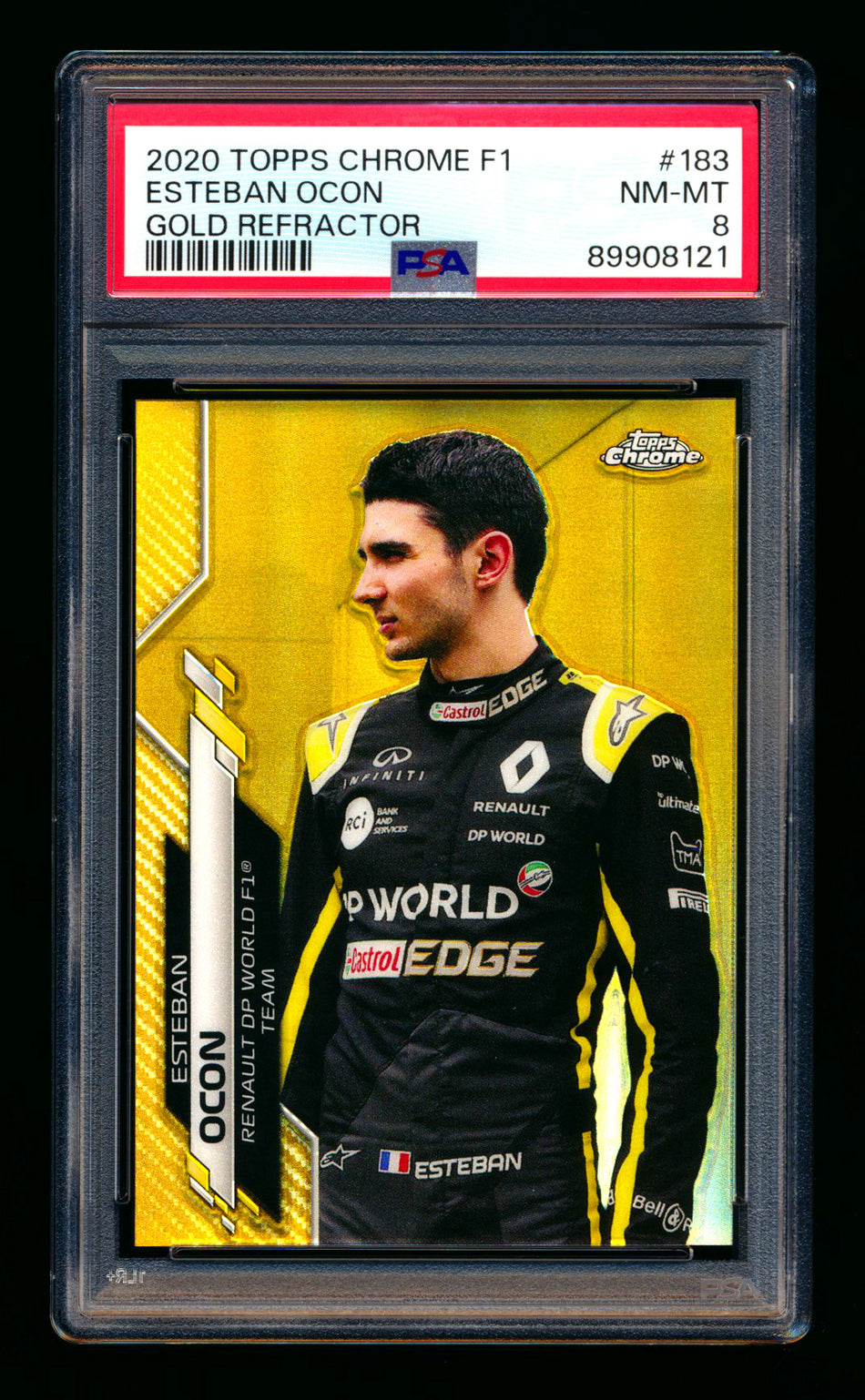 2020 Topps Chrome F1 #183 Esteban Ocon RC Gold Refractor #06/50 PSA 8