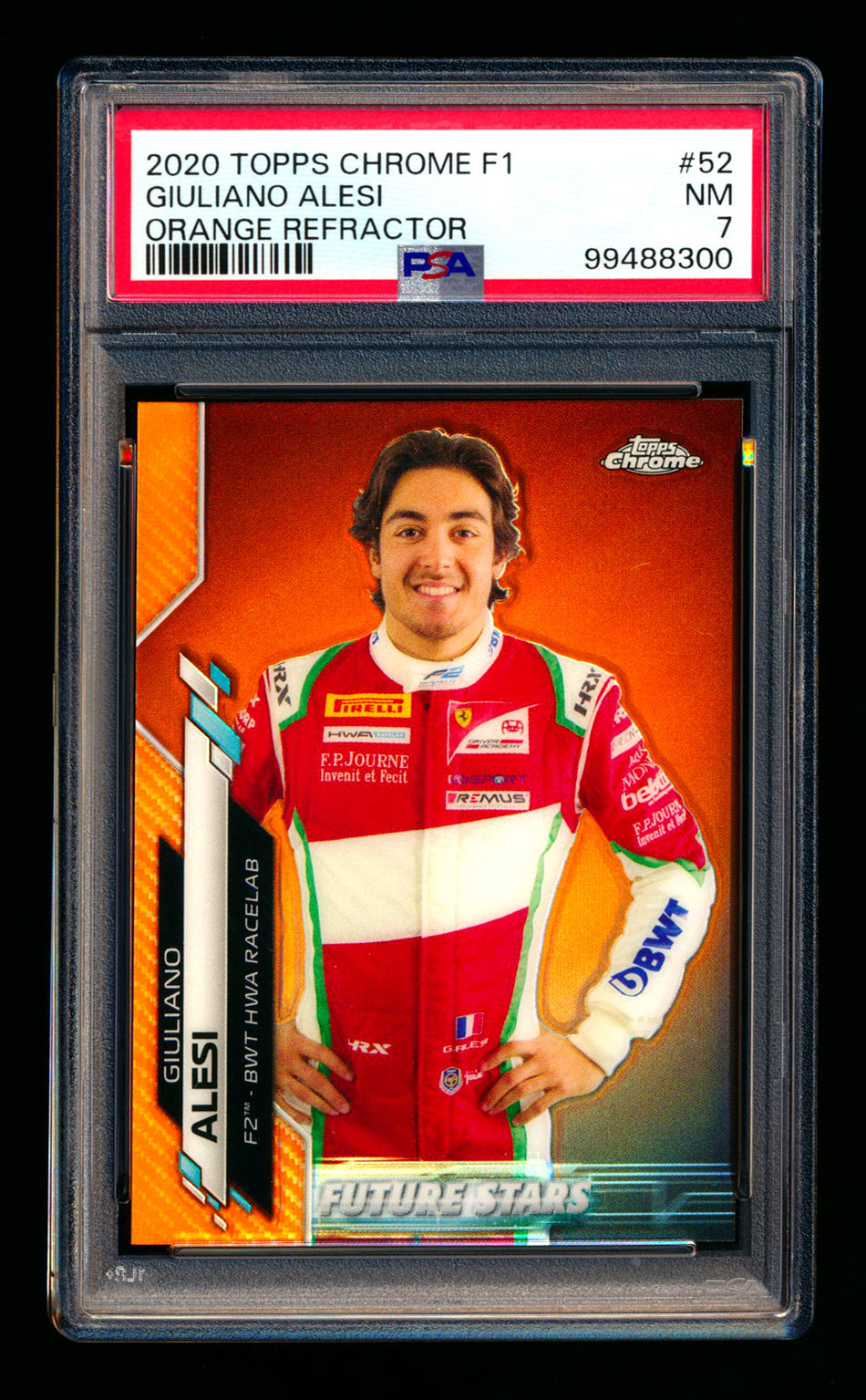 2020 Topps Chrome F1 #52 Giuliano Alesi RC Orange Refractor #13/25 PSA 7