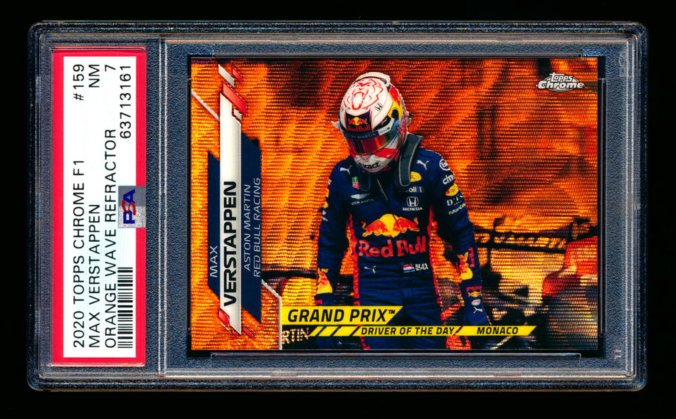 2020 Topps Chrome F1 #159 Max Verstappen RC Orange Wave Refractor #11/25 PSA 7