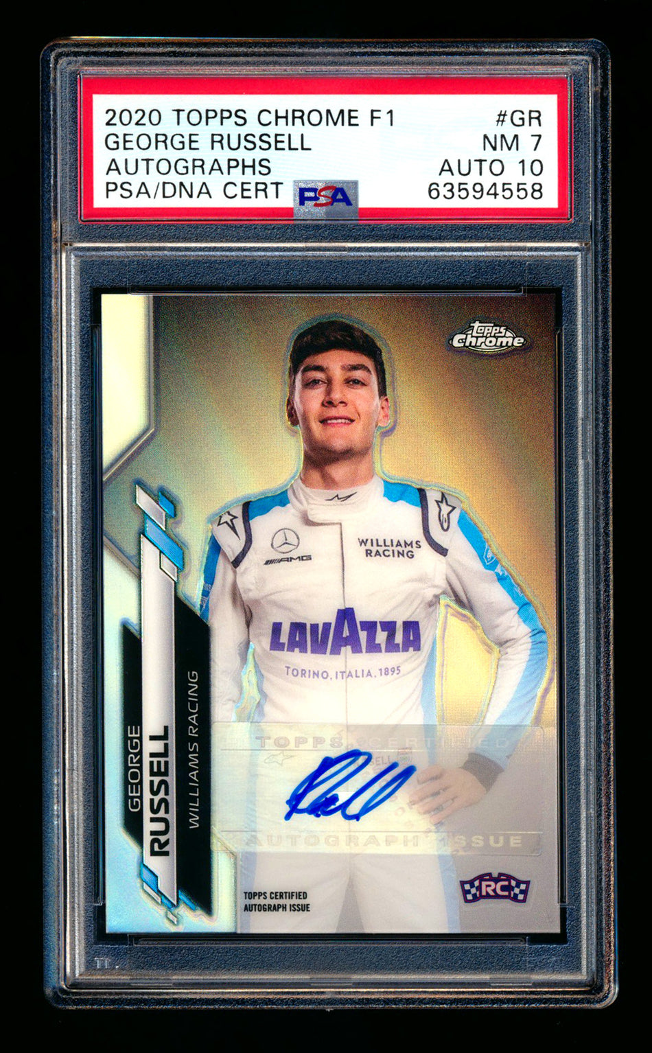 2020 Topps Chrome F1 #F1A-GR George Russell RC Refractor Autograph #03/84 PSA 7 DNA 10