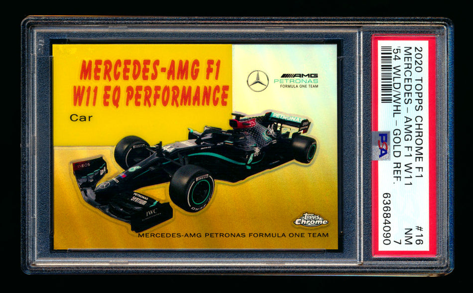 2020 Topps Chrome F1 1954 World on Wheels #54W-16 Mercedes-AMG F1 W11 EQ Performance RC Gold Refractor #46/50 PSA 7