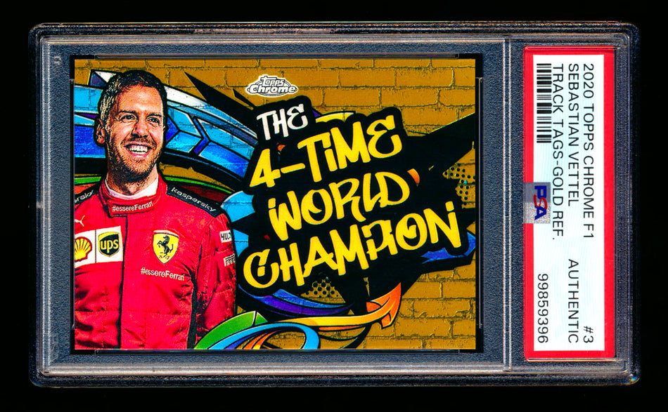 2020 Topps Chrome F1 Track Tags #TT-3 Sebastian Vettel RC Gold Refractor #36/50 PSA Authentic ** (SOLD - $450.00 - 4/17/2025) **