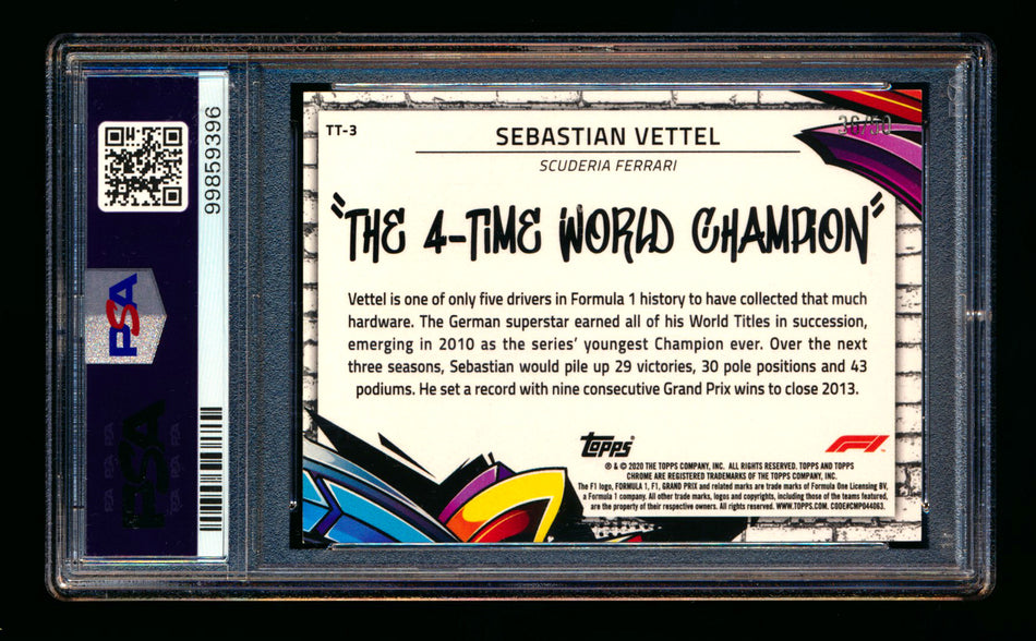2020 Topps Chrome F1 Track Tags #TT-3 Sebastian Vettel RC Gold Refractor #36/50 PSA Authentic ** (SOLD - $450.00 - 4/17/2025) **