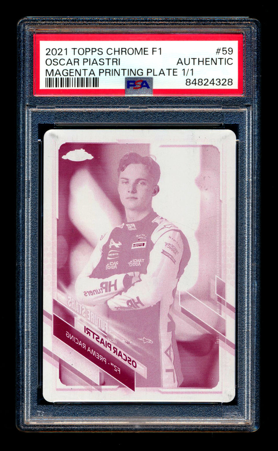 2021 Topps Chrome F1 #59 Oscar Piastri RC Magenta Printing Plate #1/1 PSA Authentic - POP 1!