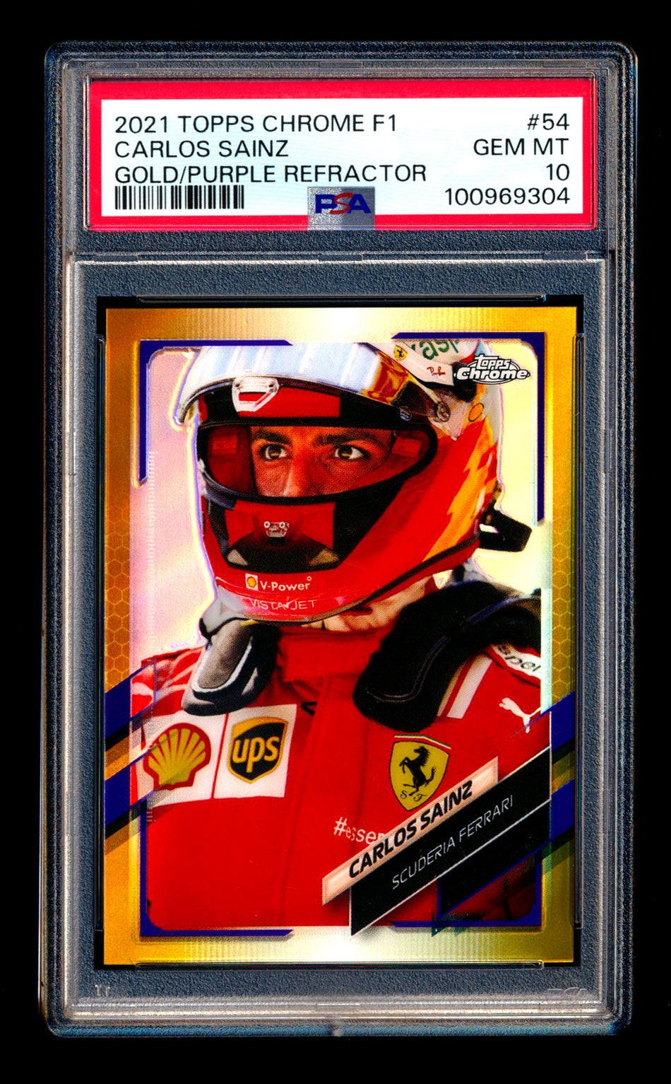 2021 Topps Chrome F1 #54 Carlos Sainz Gold/Purple Refractor PSA 10 ** (SOLD - $59.00 - 4/25/2025) **