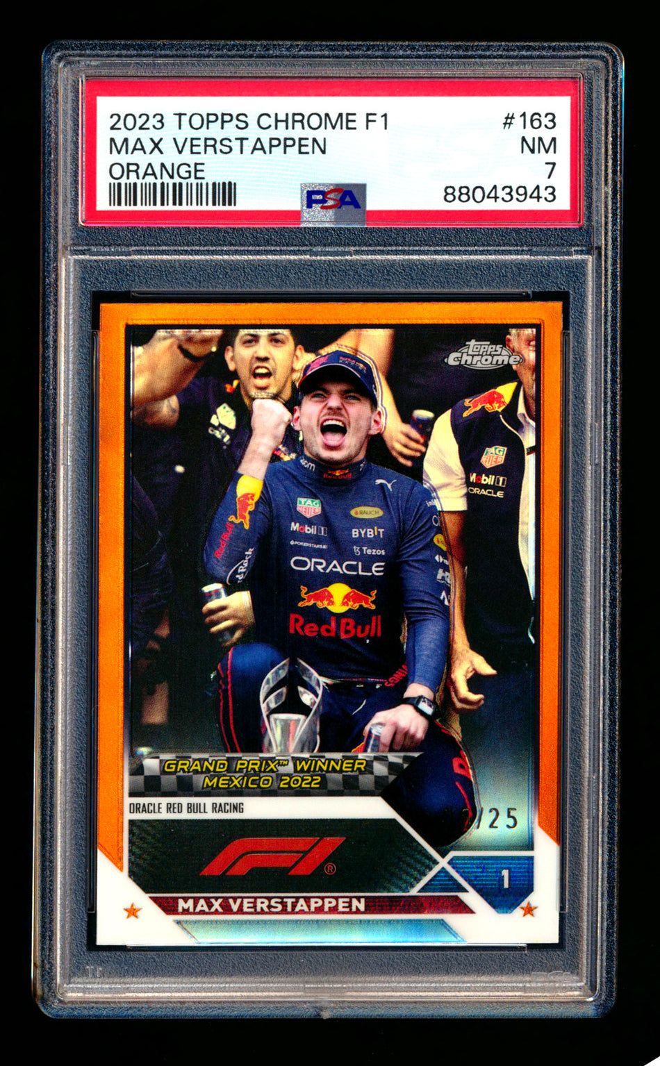 2023 Topps Chrome F1 #163 Max Verstappen Orange Refractor #05/25 PSA 7 ** (SOLD - $49.00 - 7/23/2025) **