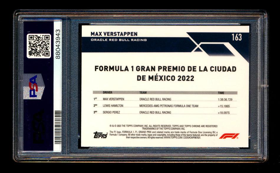 2023 Topps Chrome F1 #163 Max Verstappen Orange Refractor #05/25 PSA 7 ** (SOLD - $49.00 - 7/23/2025) **