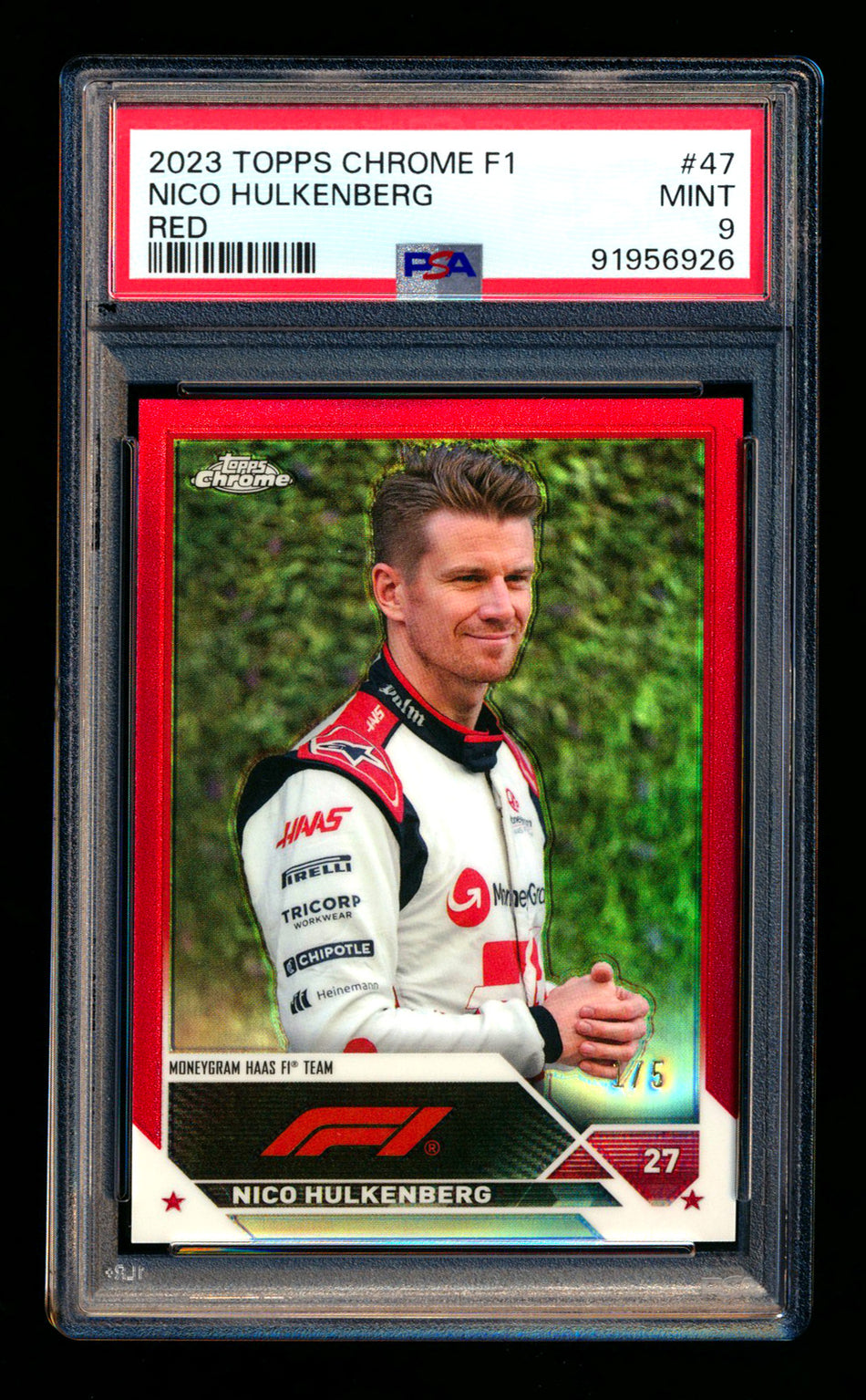 2023 Topps Chrome F1 #47 Nico Hulkenberg 1ST Year Red Refractor #1/5 PSA 9 (First #)