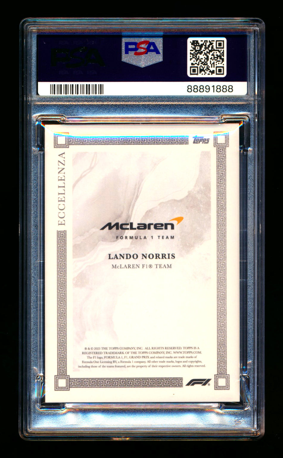 2023 Topps Eccellenza F1 Lando Norris Gray Parallel #53/75 PSA 9 ** (SOLD Fanatics Fest - $49.00 - 6/20/2025) **