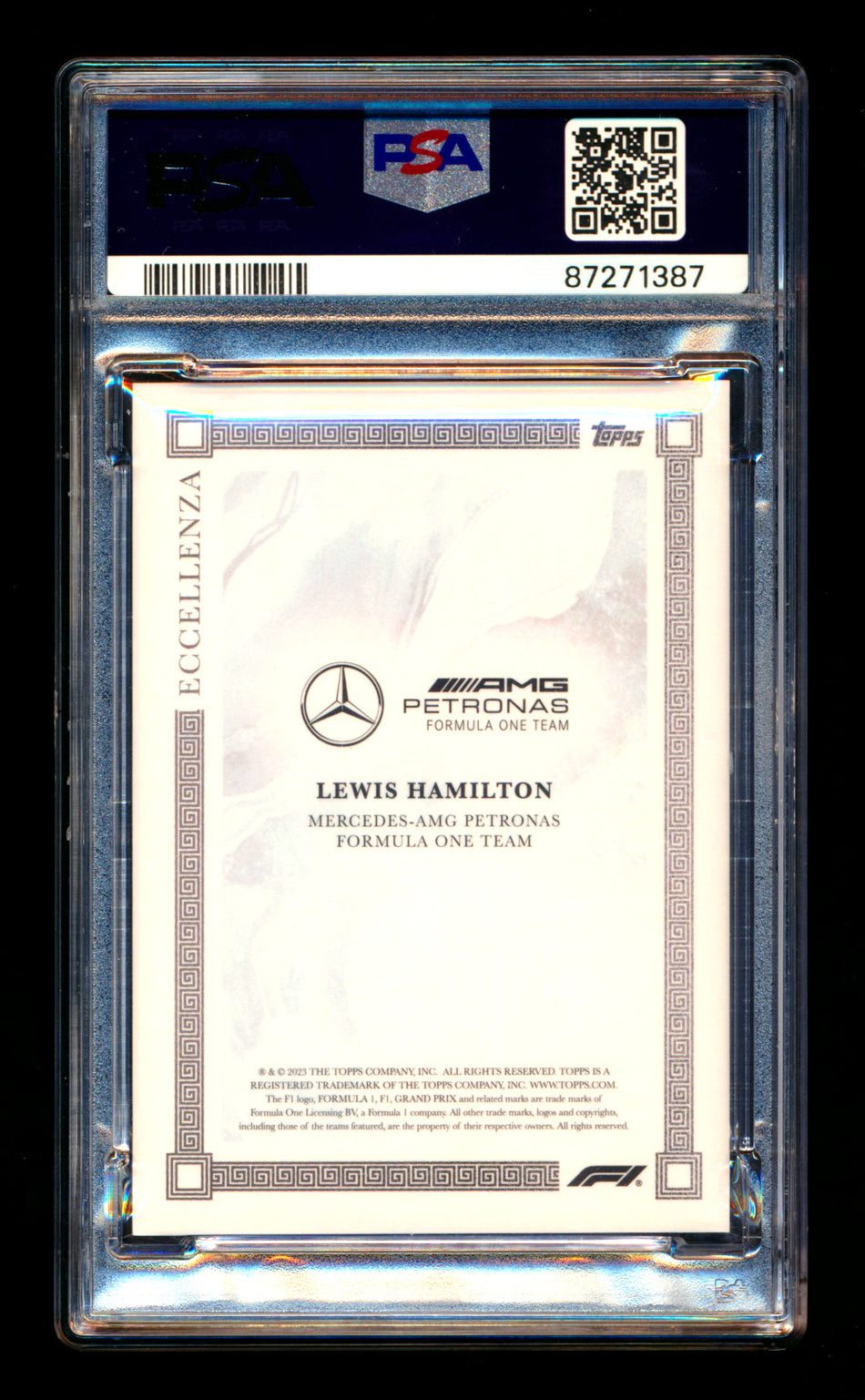 2023 Topps Eccellenza F1 Lewis Hamilton Blue Parallel #21/49 PSA 9