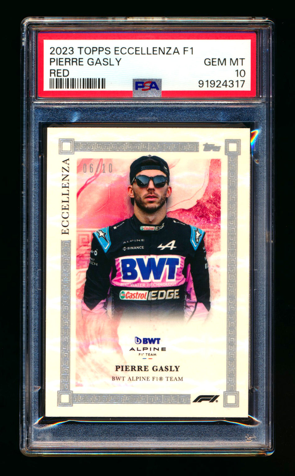 2023 Topps Eccellenza F1 Pierre Gasly Red Parallel #06/10 PSA 10