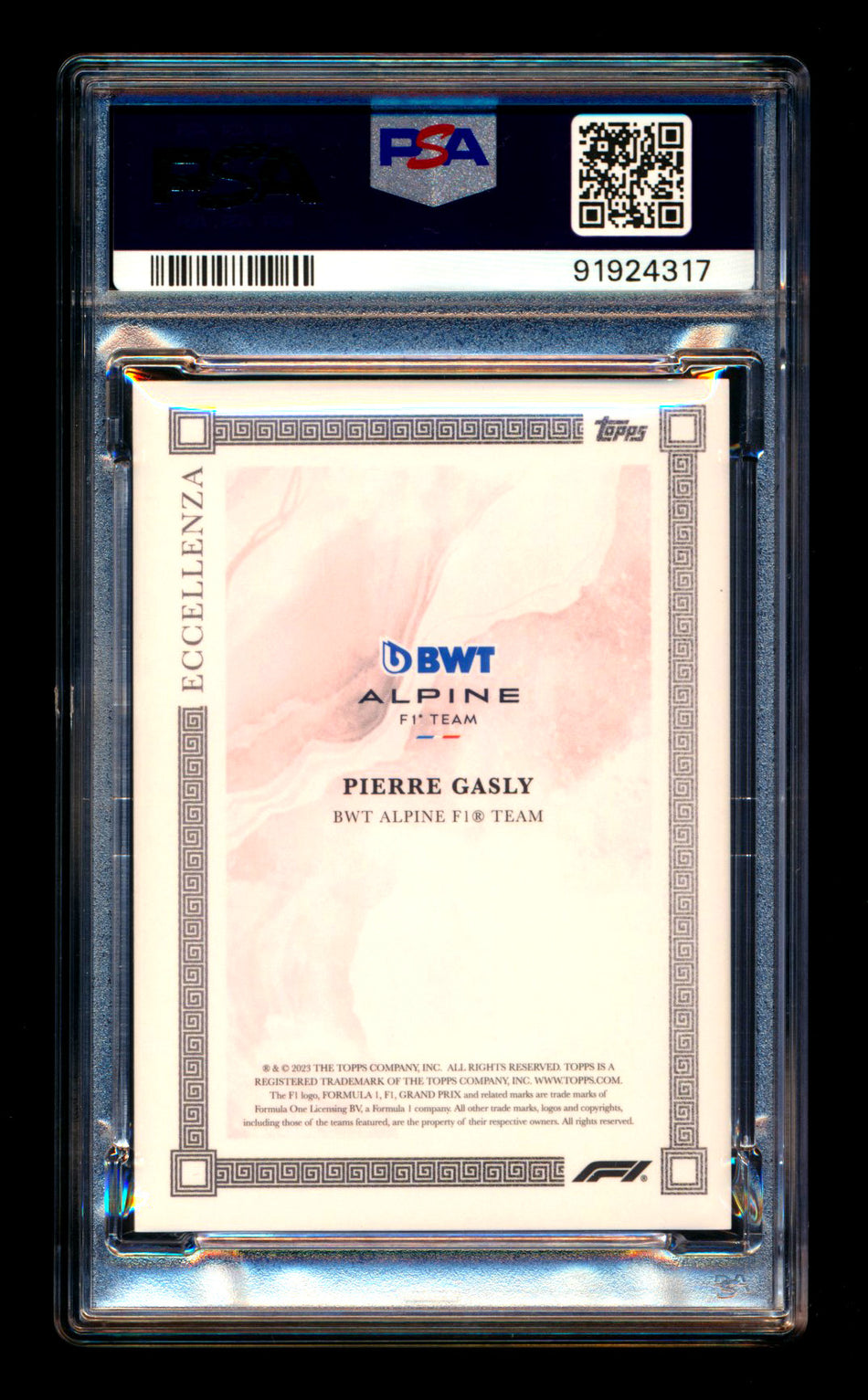 2023 Topps Eccellenza F1 Pierre Gasly Red Parallel #06/10 PSA 10