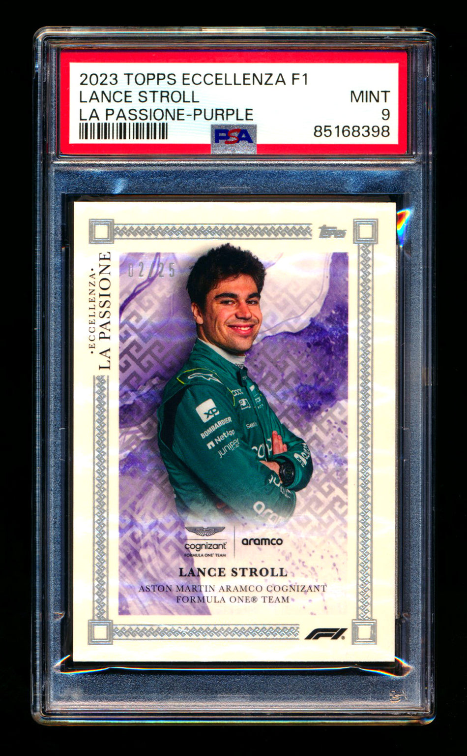 2023 Topps Eccellenza F1 La Passione Lance Stroll Purple Parallel #02/25 PSA 9