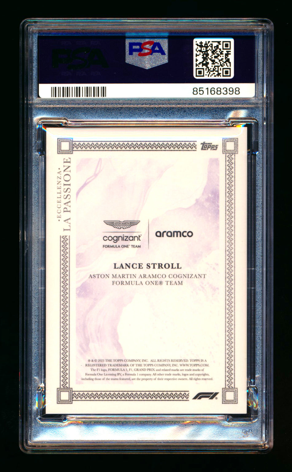2023 Topps Eccellenza F1 La Passione Lance Stroll Purple Parallel #02/25 PSA 9