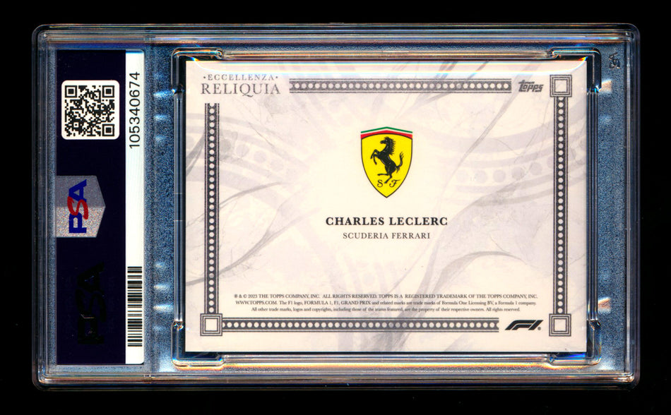 2023 Topps Eccellenza F1 Reliquia Charles Leclerc Gray Parallel Patch #45/75 PSA 10 ** (SOLD WCCS - $165.00 - 8/22/2025) **