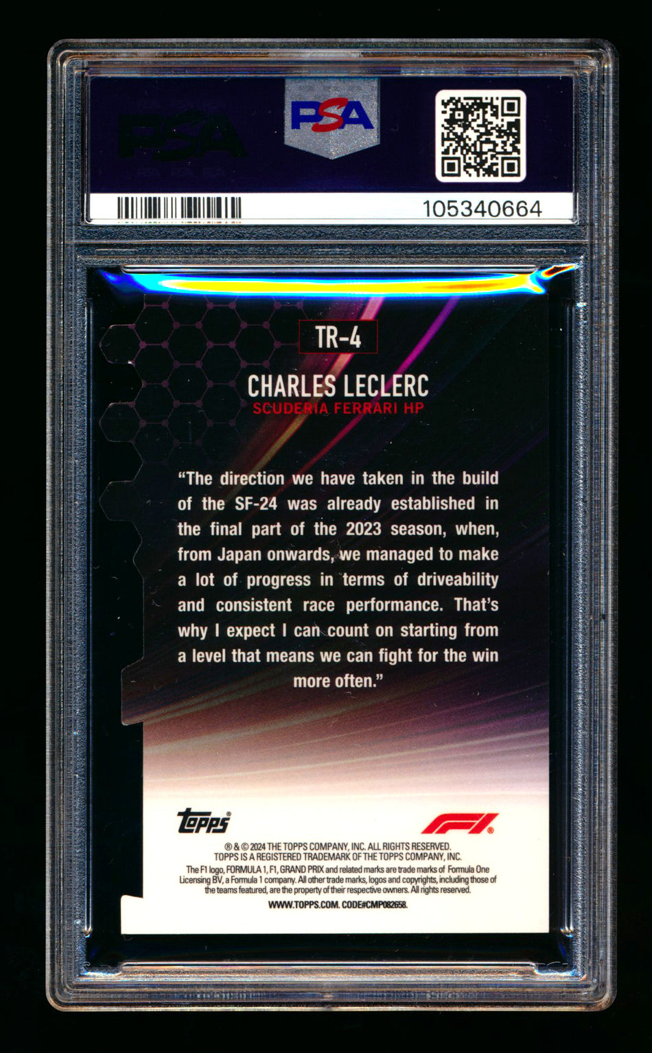 2024 Topps Paddock Pass F1 Charles Leclerc Triumvirates PSA 9