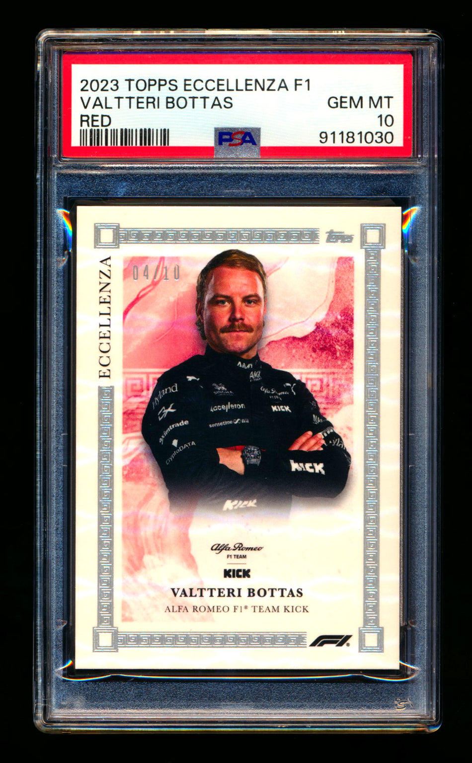 2023 Topps Eccellenza F1 Valtteri Bottas Red Parallel #04/10 PSA 10