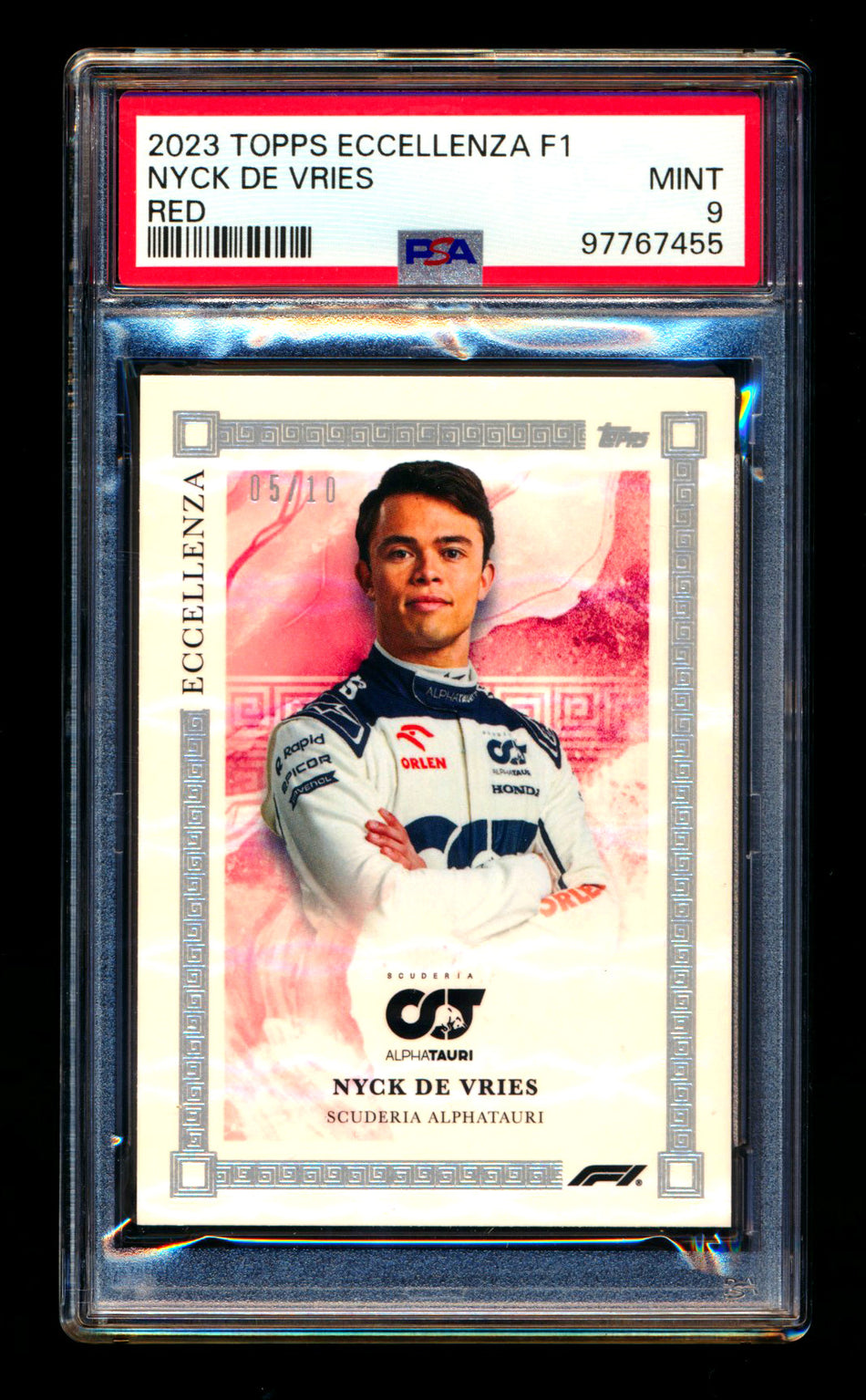 2023 Topps Eccellenza F1 Nyck De Vries RC Red Parallel #05/10 PSA 9