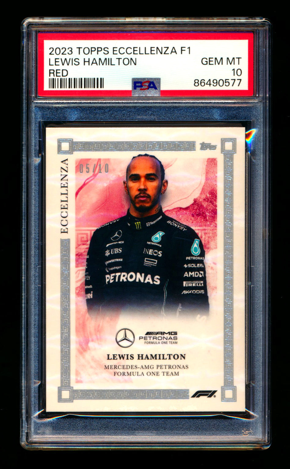 2023 Topps Eccellenza F1 Lewis Hamilton Red Parallel #05/10 PSA 10