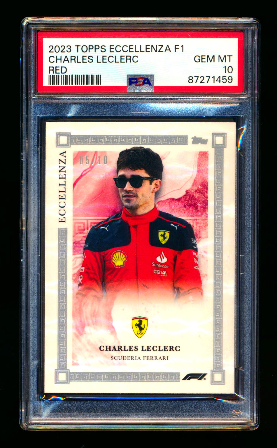 2023 Topps Eccellenza F1 Charles Leclerc Red Parallel #05/10 PSA 10