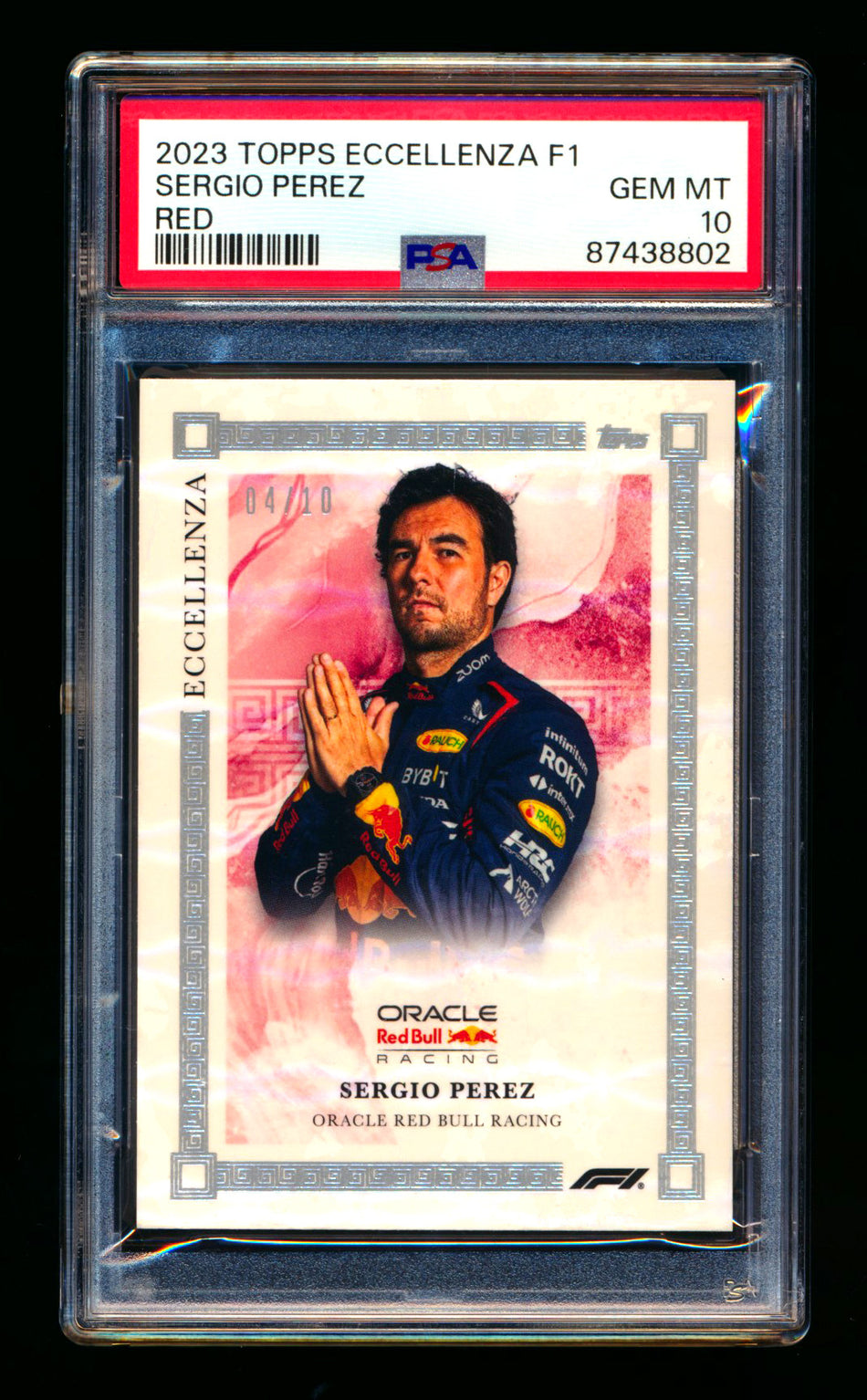 2023 Topps Eccellenza F1 Sergio Perez Red Parallel #04/10 PSA 10