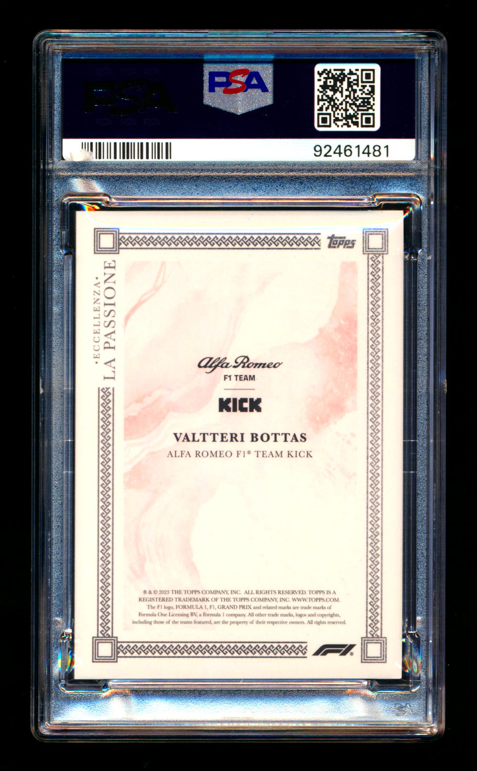 2023 Topps Eccellenza F1 La Passione Valtteri Bottas Red Parallel #03/10 PSA 10