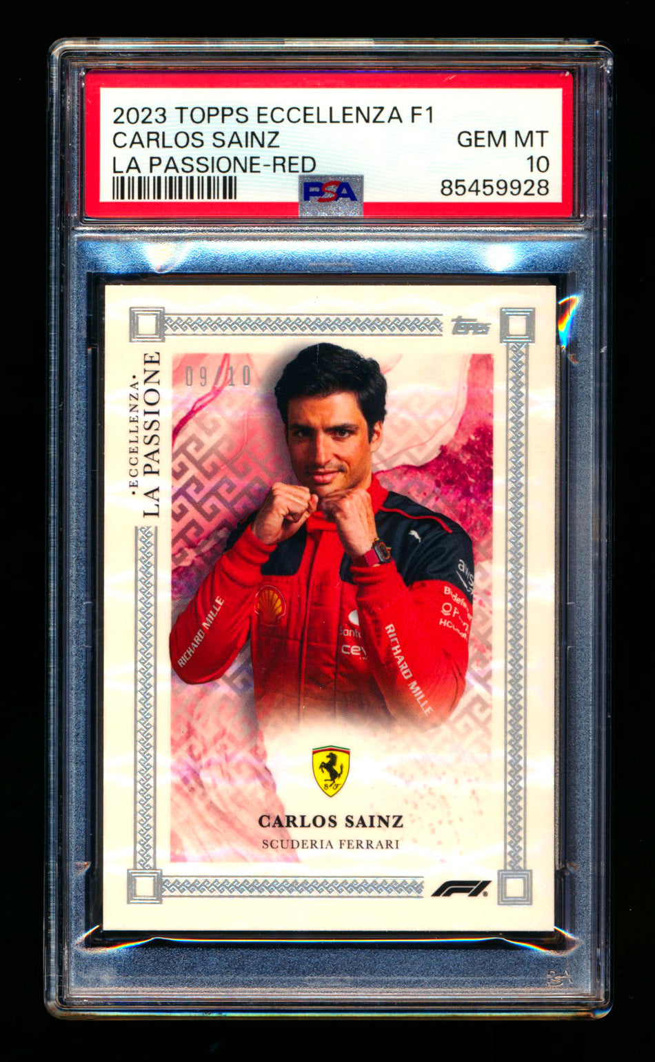2023 Topps Eccellenza F1 La Passione Carlos Sainz Red Parallel #09/10 PSA 10