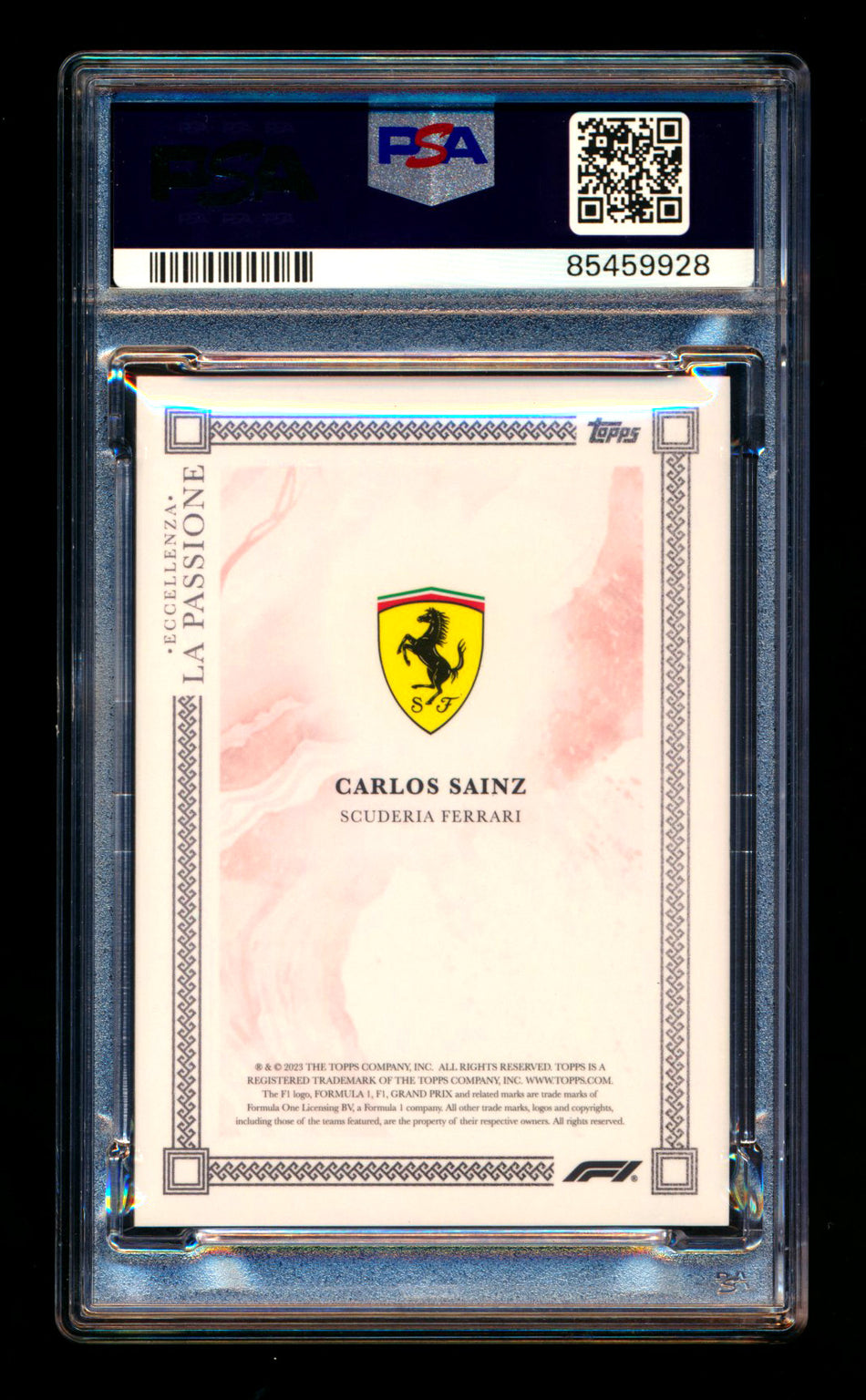 2023 Topps Eccellenza F1 La Passione Carlos Sainz Red Parallel #09/10 PSA 10