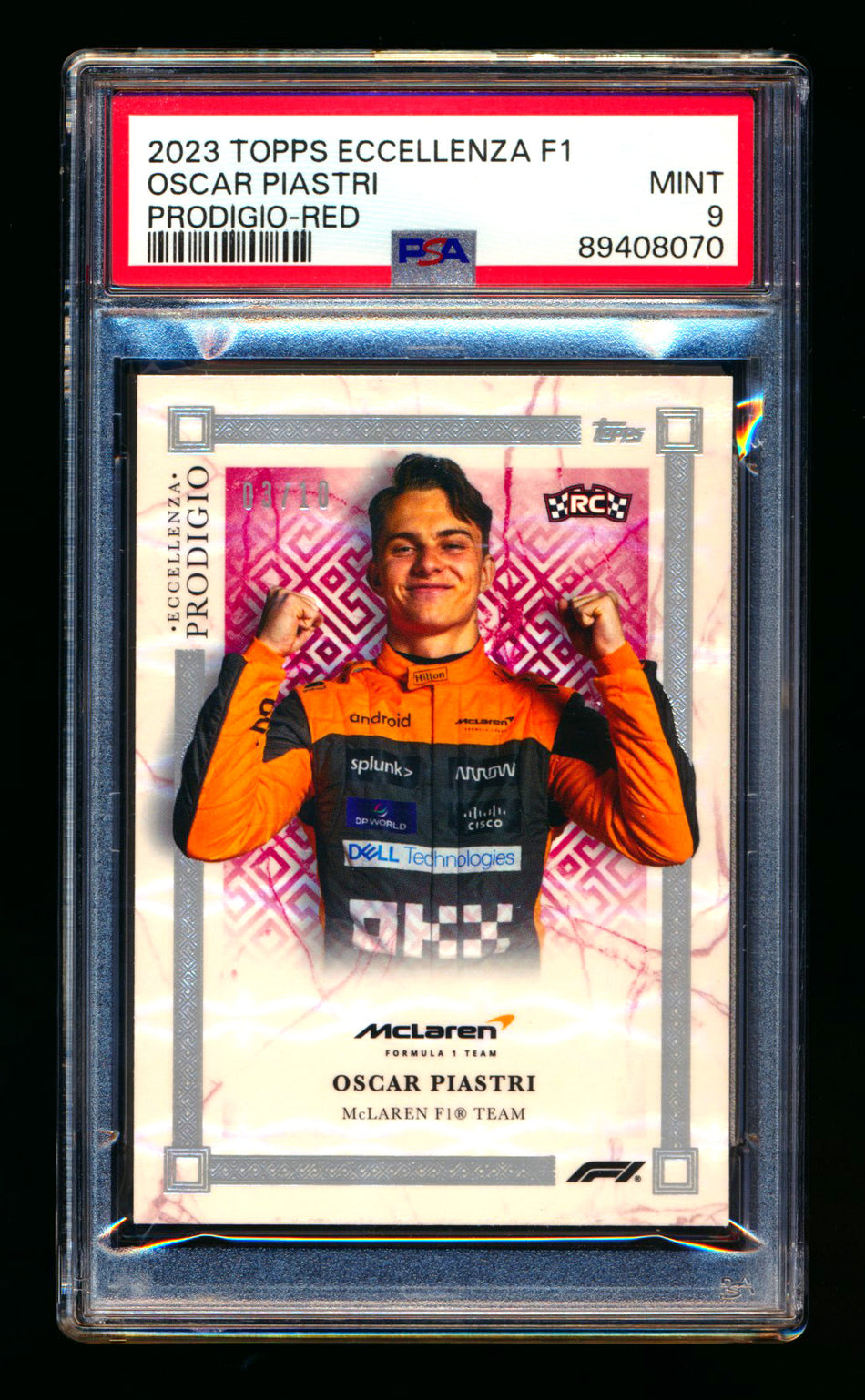 2023 Topps Eccellenza F1 Prodigio Oscar Piastri RC Red Parallel #03/10 PSA 9