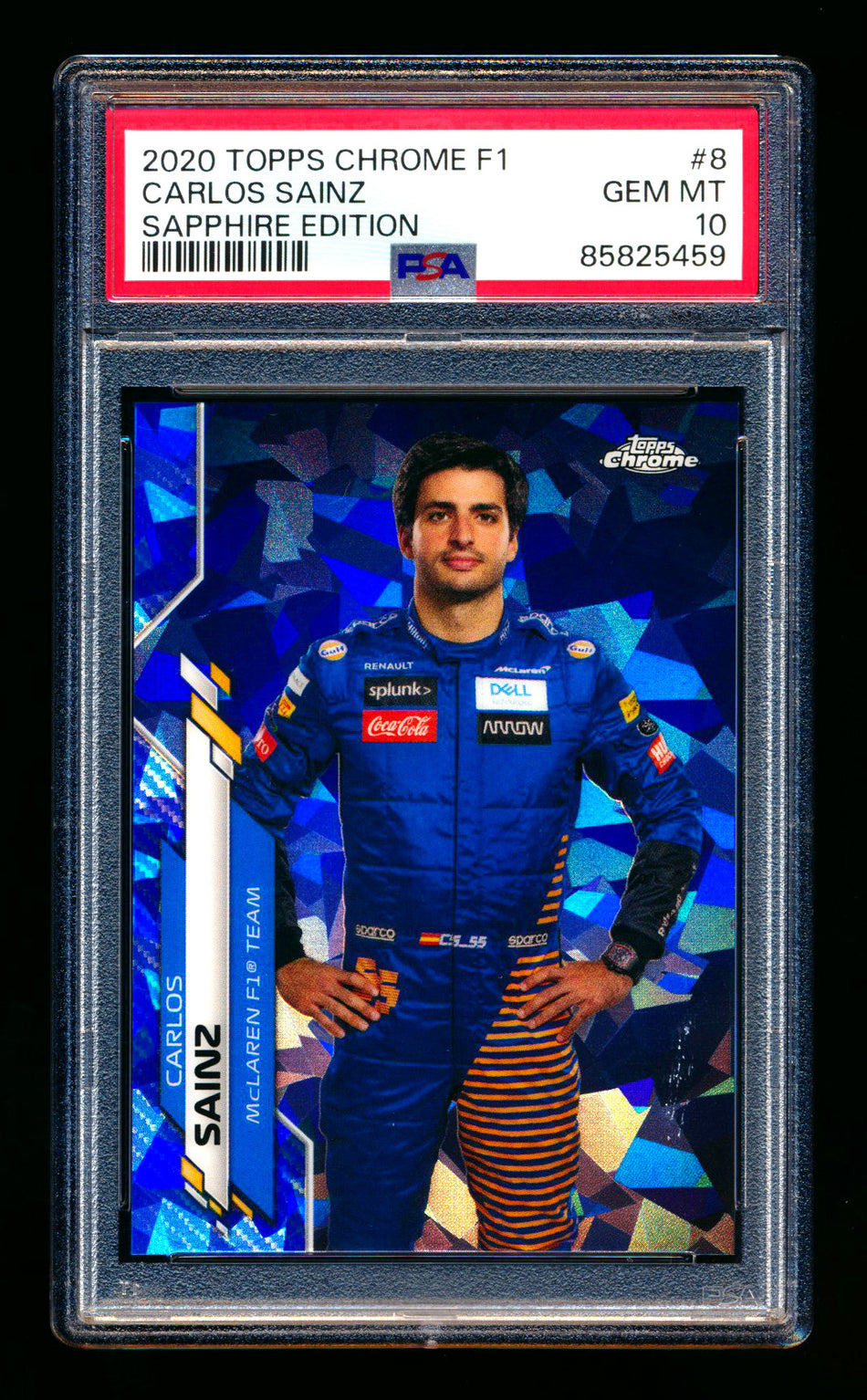 2020 Topps Chrome Sapphire F1 #8 Carlos Sainz RC Refractor Portrait PSA 10 ** (SOLD Nationals - $60.00 - 8/1/2025) **