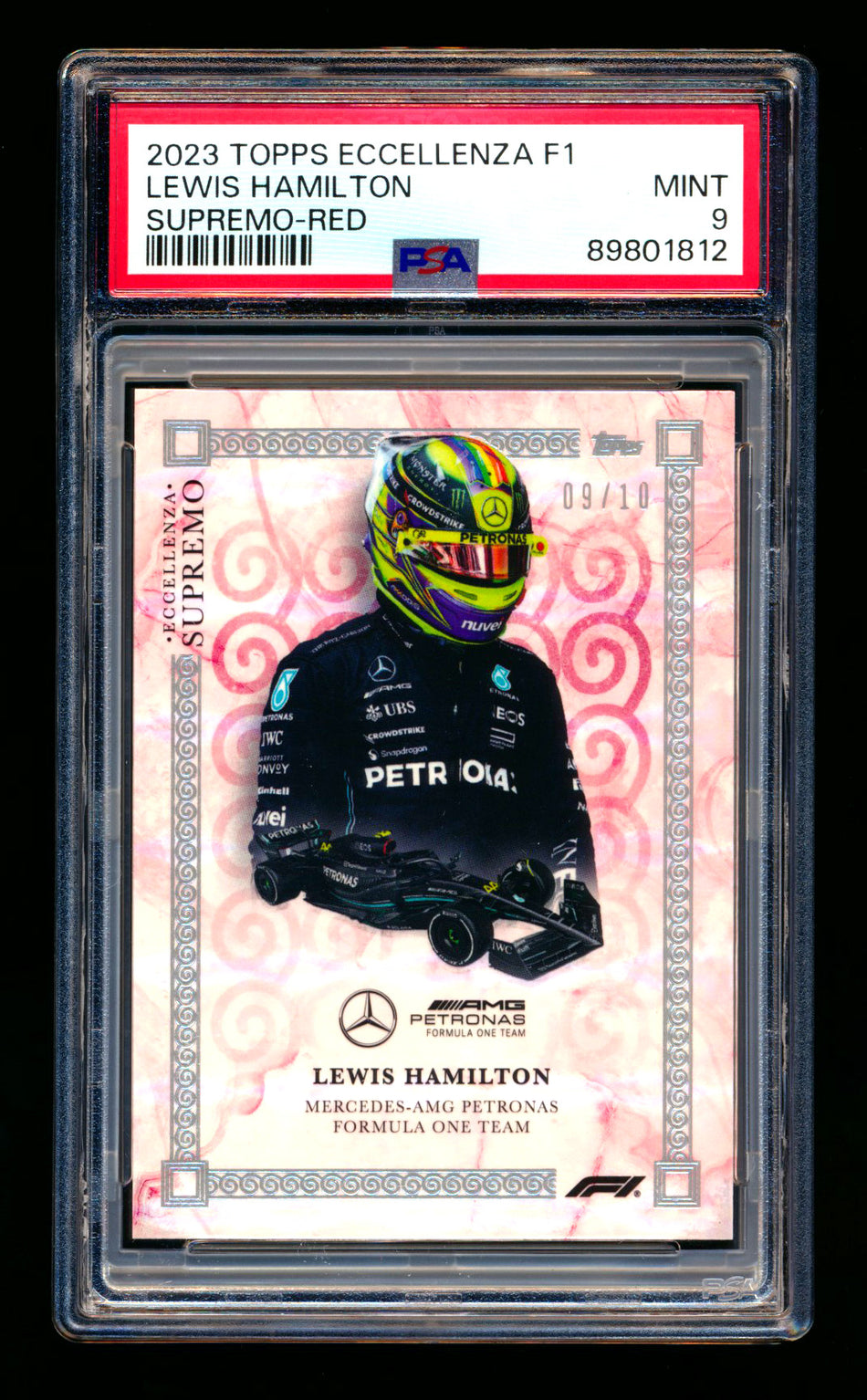 2023 Topps Eccellenza F1 Supremo Lewis Hamilton Red Parallel #09/10 PSA 9