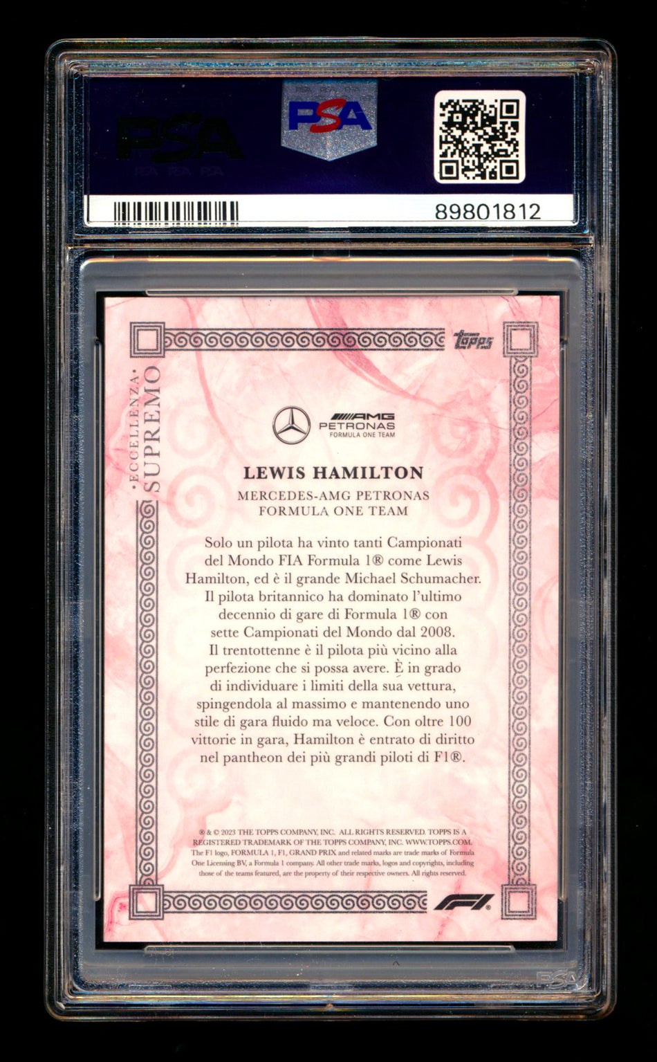 2023 Topps Eccellenza F1 Supremo Lewis Hamilton Red Parallel #09/10 PSA 9
