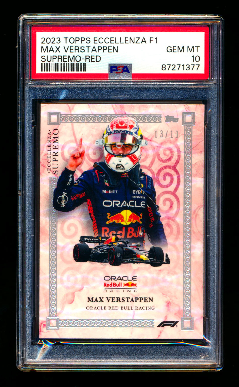 2023 Topps Eccellenza F1 Supremo Max Verstappen Red Parallel #03/10 PSA 10
