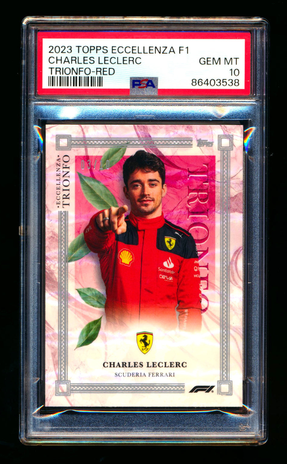 2023 Topps Eccellenza F1 Trionfo Charles Leclerc Red Parallel #03/10 PSA 10 - POP 1!