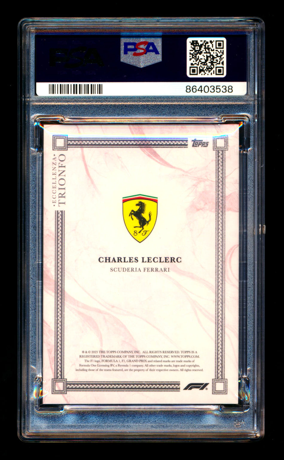 2023 Topps Eccellenza F1 Trionfo Charles Leclerc Red Parallel #03/10 PSA 10 - POP 1!
