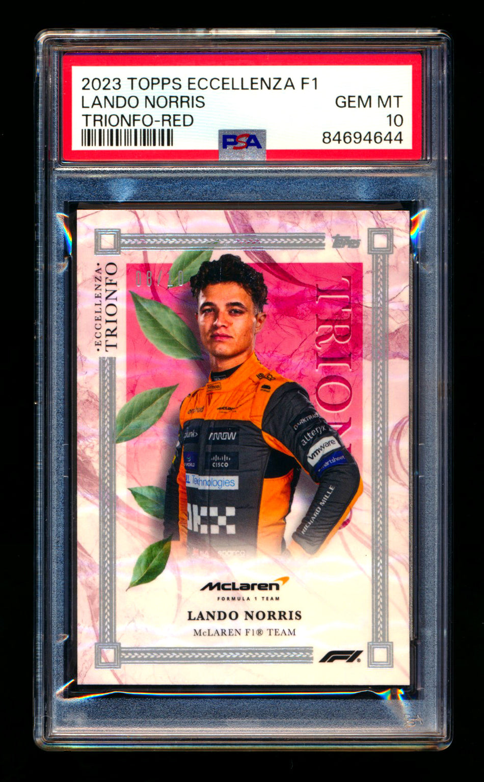 2023 Topps Eccellenza F1 Trionfo Lando Norris Red Parallel #08/10 PSA 10