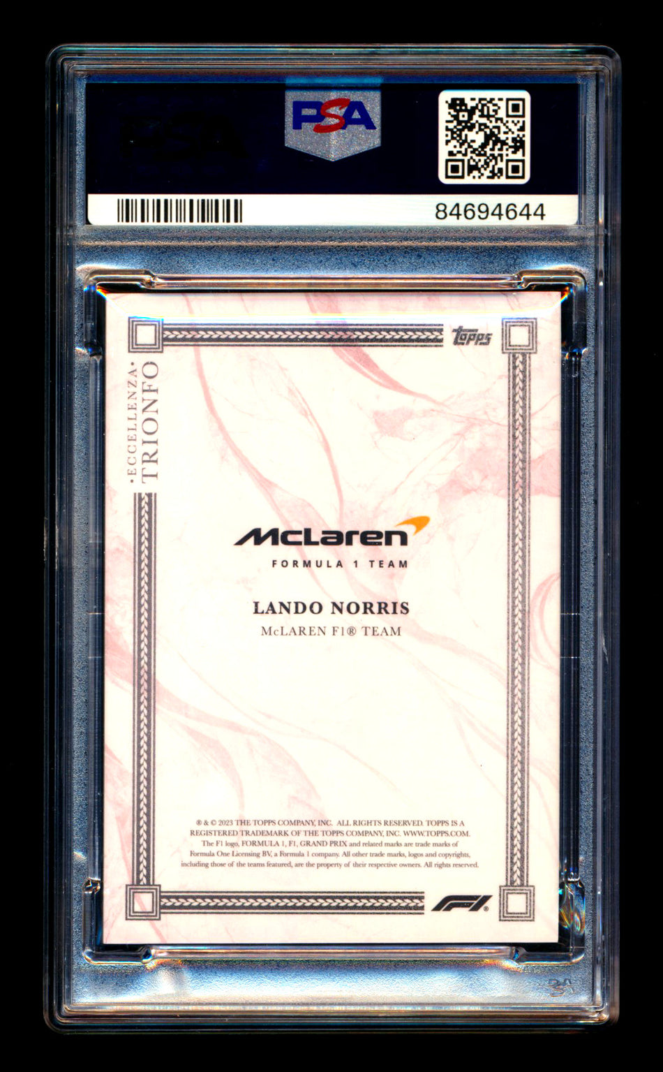 2023 Topps Eccellenza F1 Trionfo Lando Norris Red Parallel #08/10 PSA 10