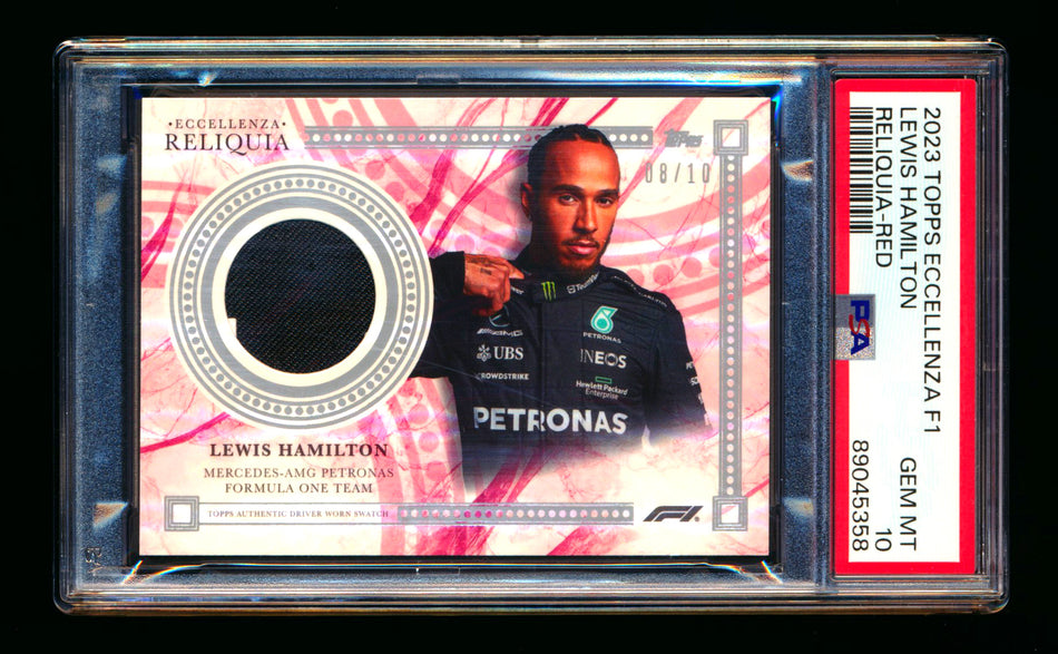 2023 Topps Eccellenza F1 Reliquia Lewis Hamilton Red Parallel Patch #08/10 PSA 10
