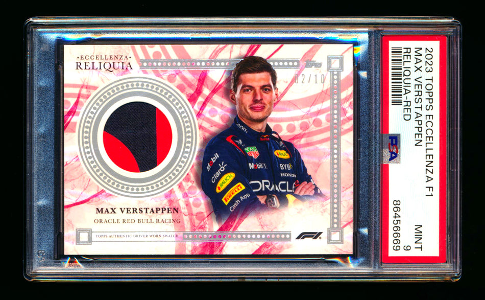 2023 Topps Eccellenza F1 Reliquia Max Verstappen Red Parallel Patch #02/10 PSA 9