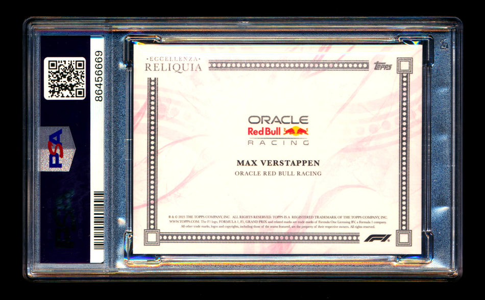 2023 Topps Eccellenza F1 Reliquia Max Verstappen Red Parallel Patch #02/10 PSA 9
