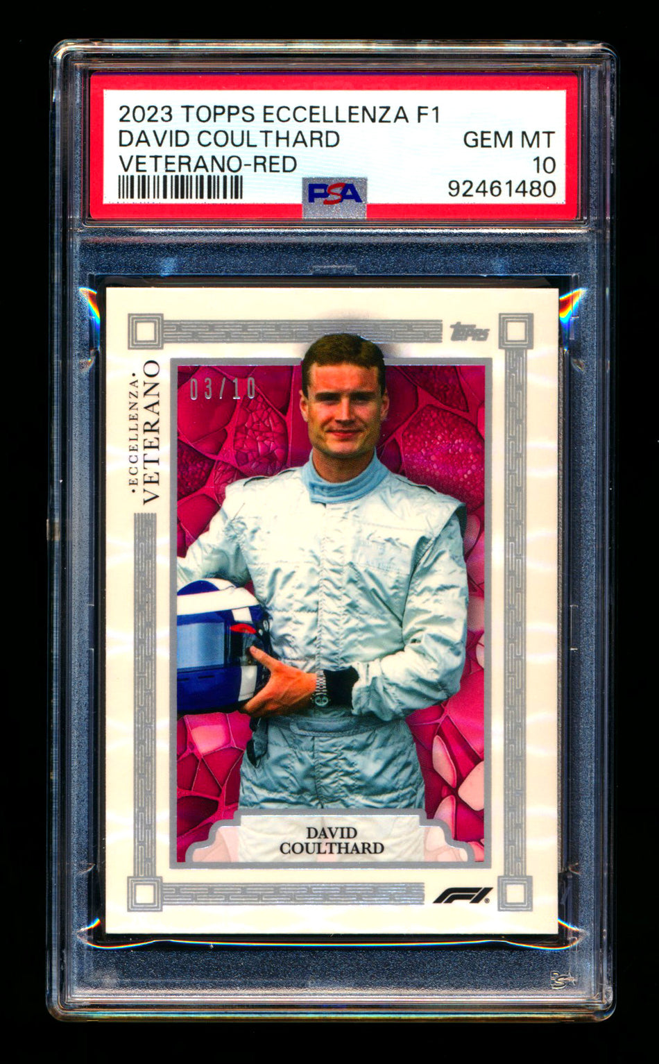 2023 Topps Eccellenza F1 Veterano David Coulthard Red Parallel #03/10 PSA 10