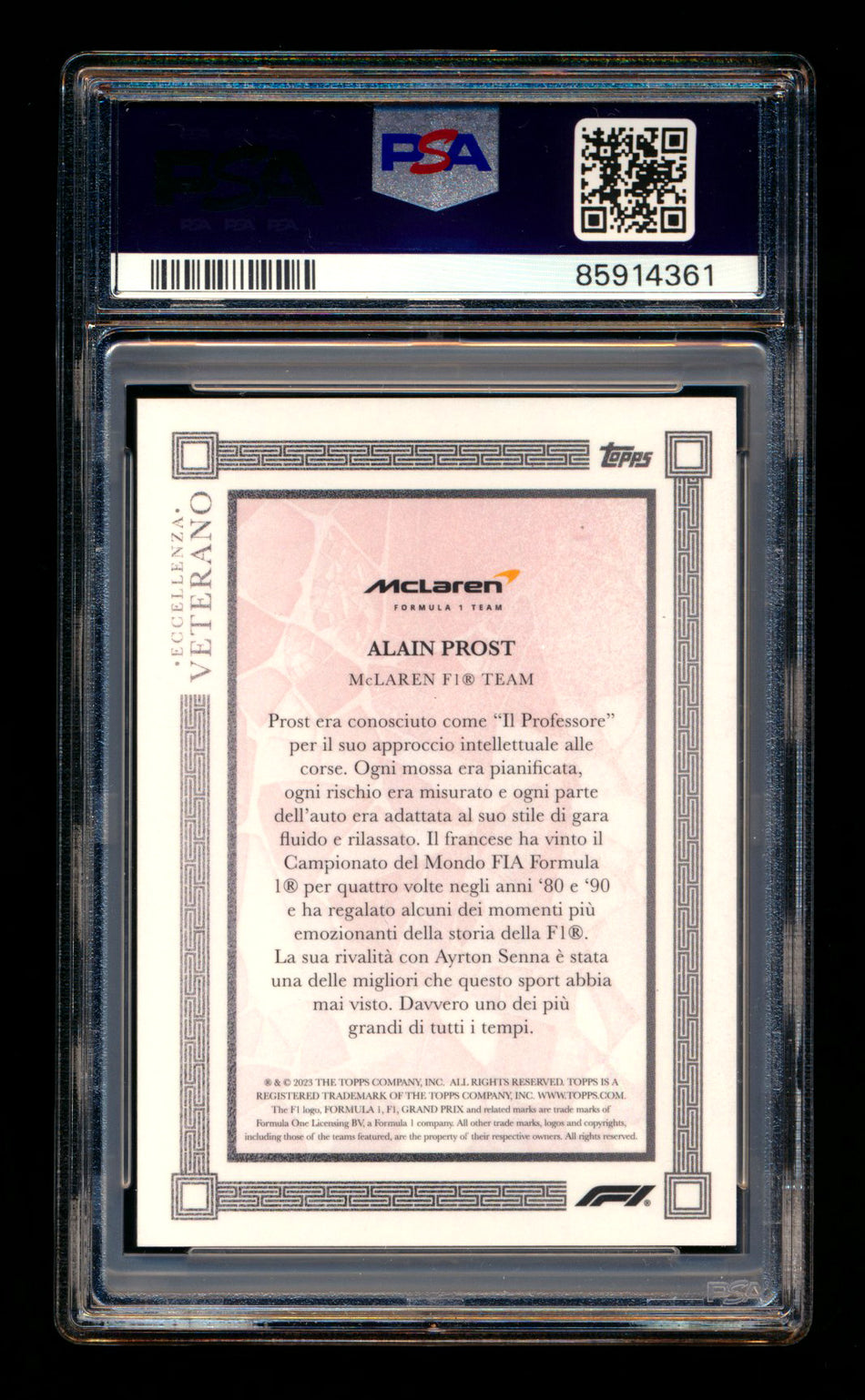 2023 Topps Eccellenza F1 Veterano Alain Prost Red Parallel Autograph #10/10 PSA 10 DNA 10 (Last #!)