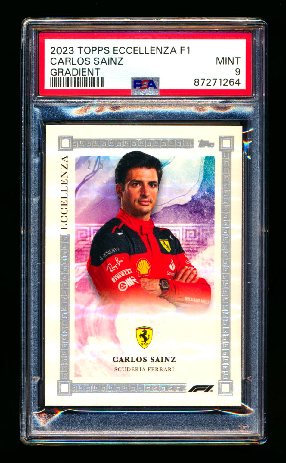 2023 Topps Eccellenza F1 Carlos Sainz Gradient Parallel #2/5 PSA 9