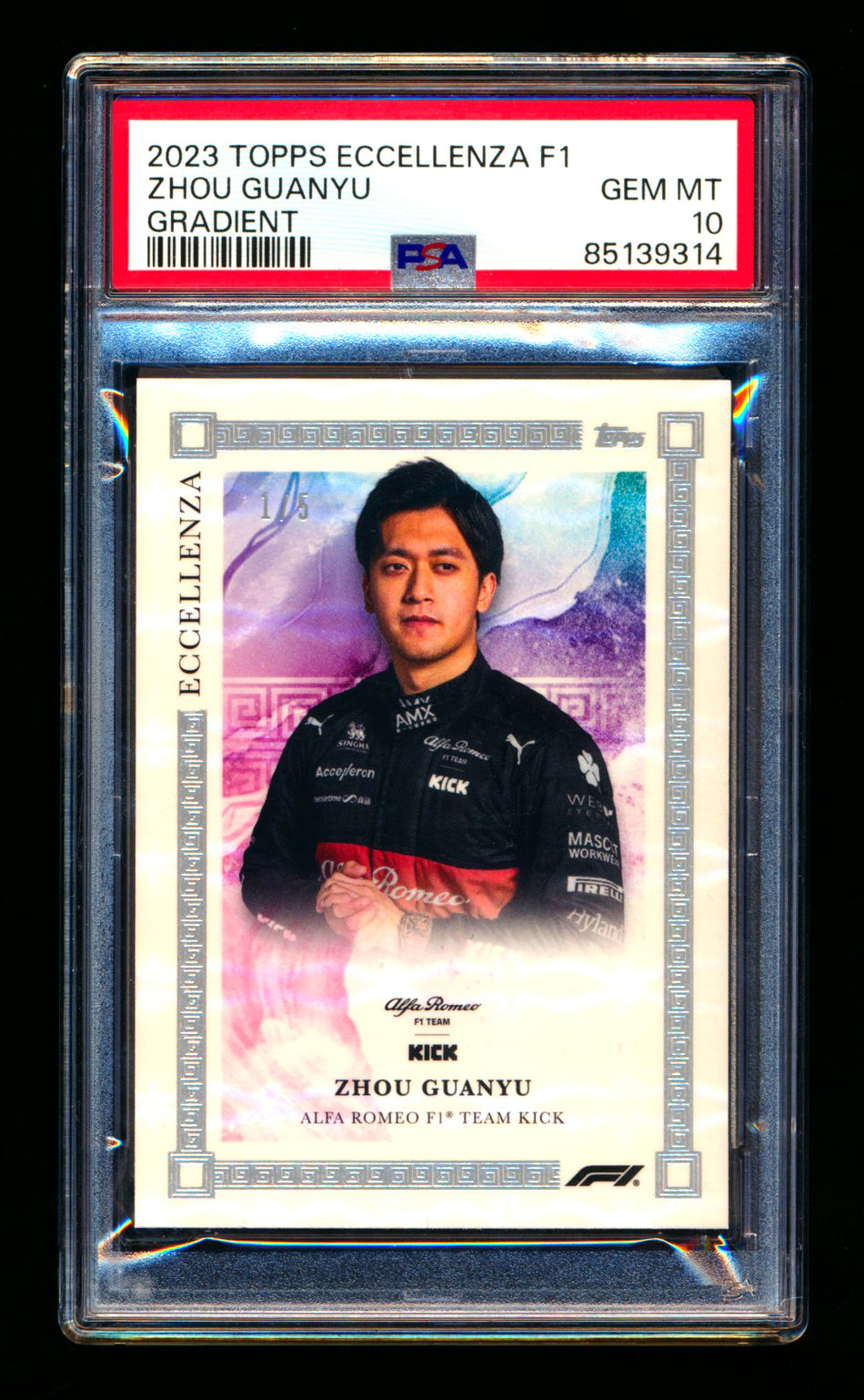 2023 Topps Eccellenza F1 Guanyu Zhou Gradient Parallel #1/5 PSA 10 (First #!)