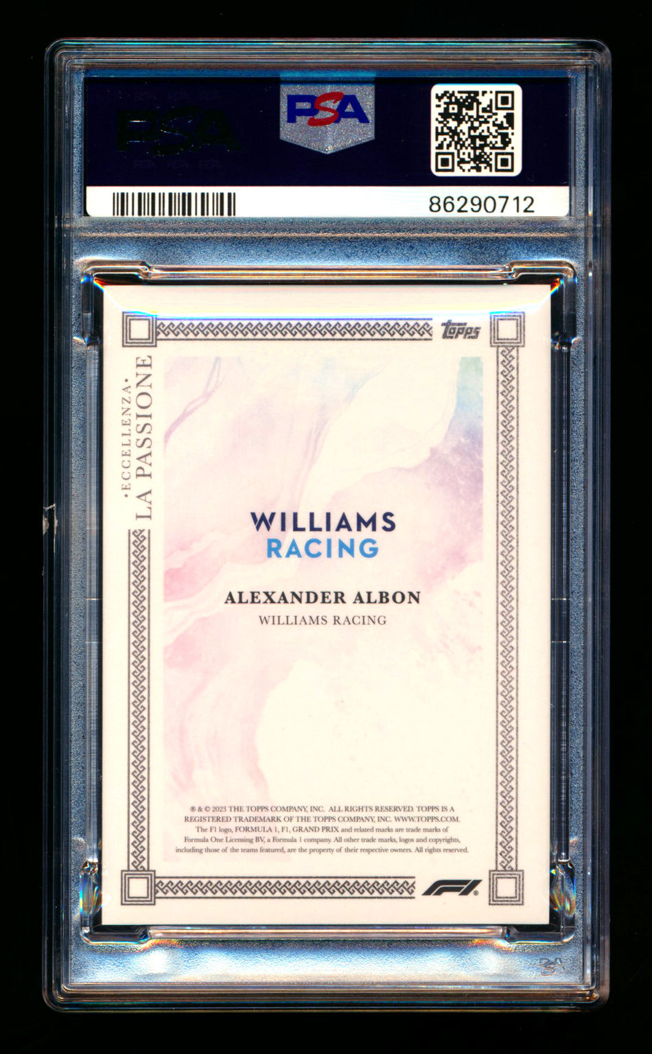 2023 Topps Eccellenza F1 La Passione Alexander Albon Gradient Parallel #5/5 PSA 10 (Last #!) - POP 1!