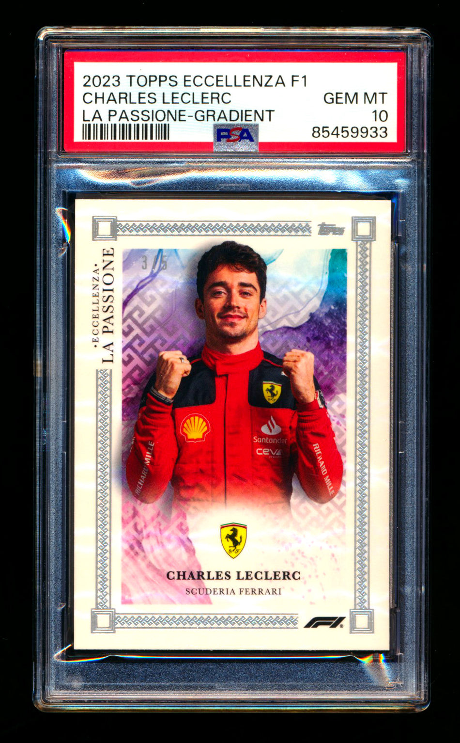2023 Topps Eccellenza F1 La Passione Charles Leclerc Gradient Parallel #3/5 PSA 10
