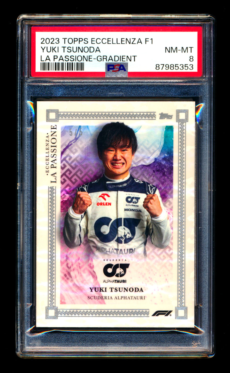 2023 Topps Eccellenza F1 La Passione Yuki Tsunoda Gradient Parallel #5/5 PSA 8 (Last #)